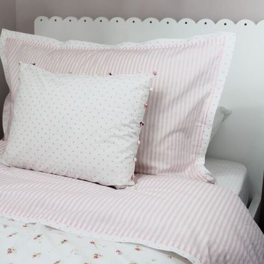 Reversible Floral & Ticking Stripe Duvet Cover & Pillowcase Set