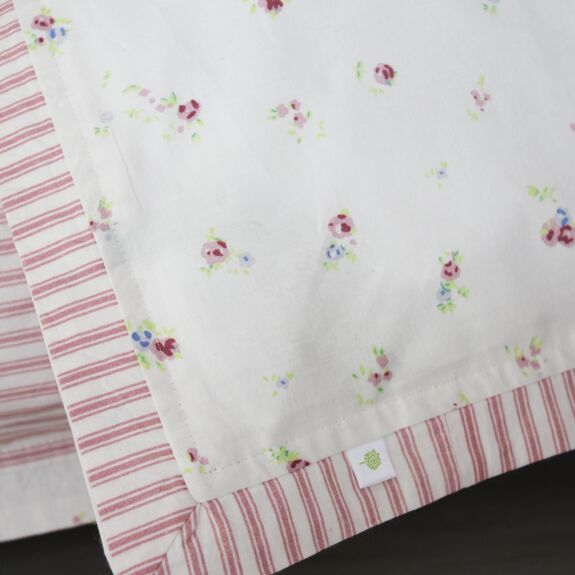 Reversible Floral & Ticking Stripe Duvet Cover & Pillowcase Set