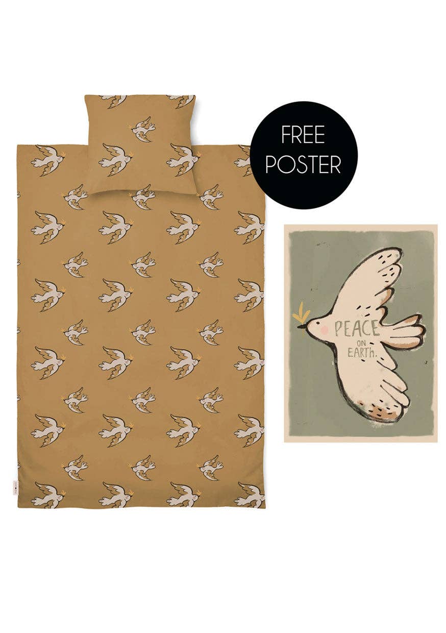 Dove print single duvet cover
