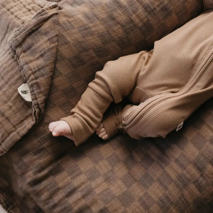 Brown Checkered Blanket