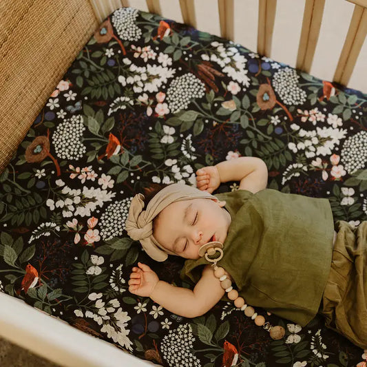 WIldlife Fitted Cot Sheet - Midnight Blue