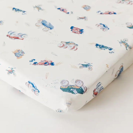 Vehicles Organic  Cot Bed  Fitted Sheet (140 x 70cm)