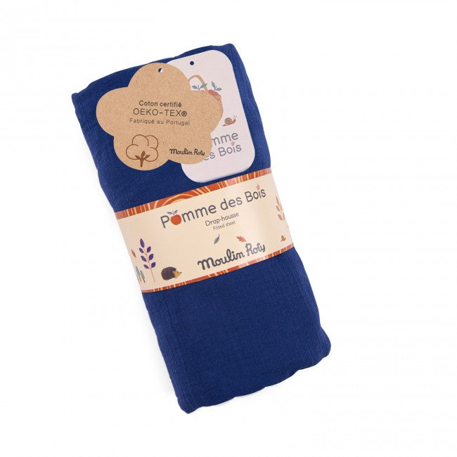 Dark Blue Fitted Cot Sheet