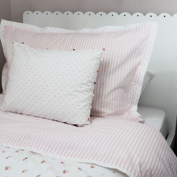 Quilted Toy Bag - Floral & Pink Stripe