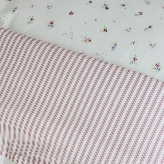 Reversible Floral & Ticking Stripe Duvet Cover & Pillowcase Set - Rockermumma
