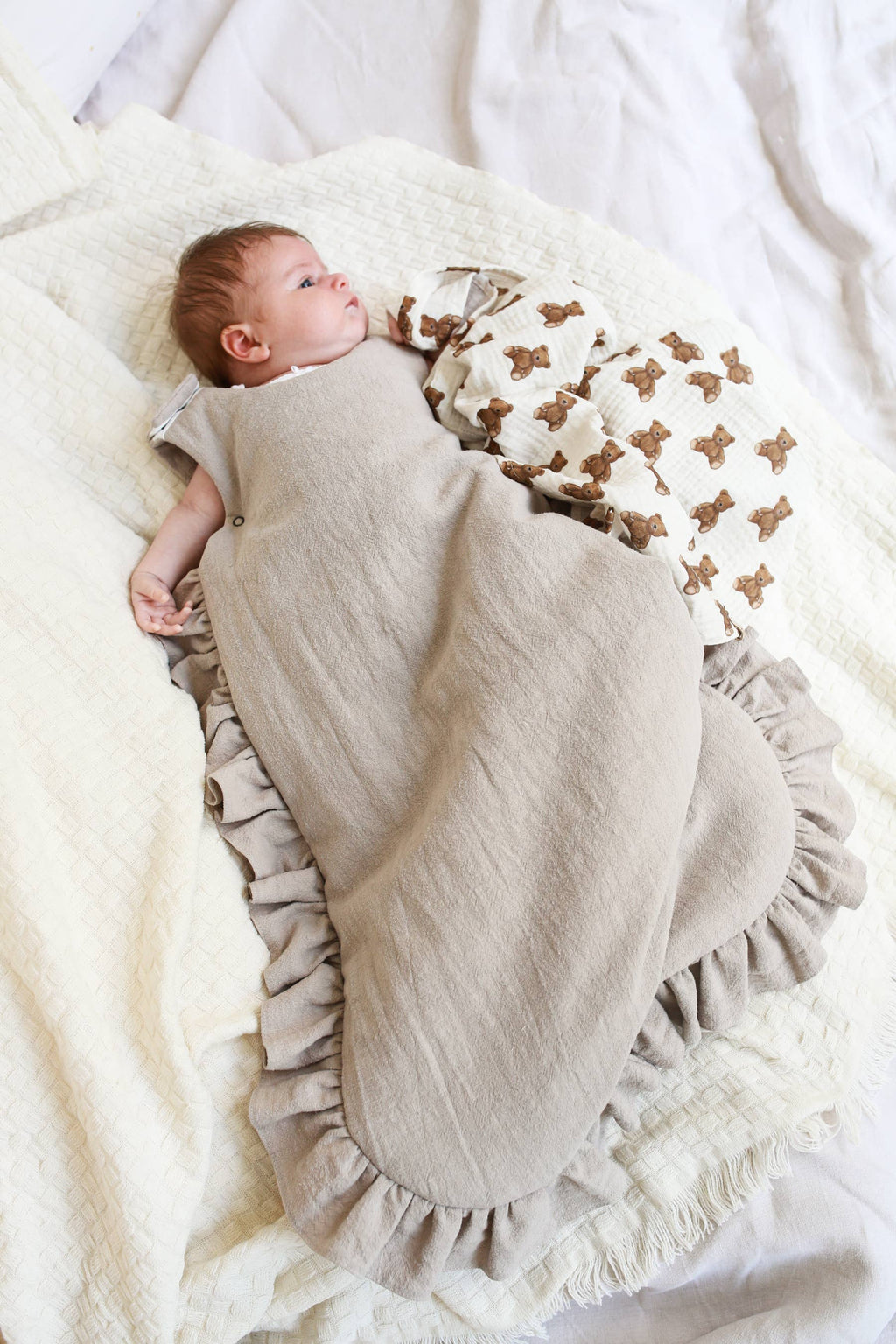 Linen baby sleeping bag frills -2 colors / 1, 1.5, 2.5 TOG