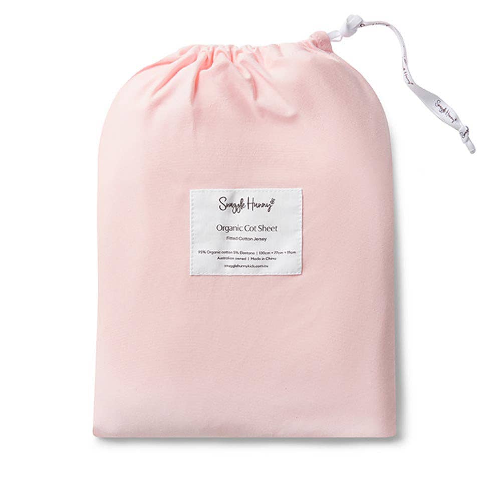 Baby Pink Organic Fitted Cot Sheet 130 x 77cm
