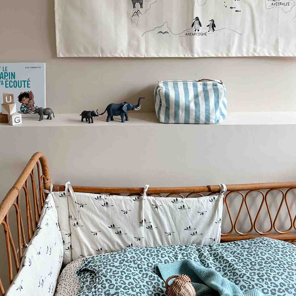 Rose in April Charly Goose Bed Bumper in soft, plush bedding with a charming goose design for baby crib safety and comfort.