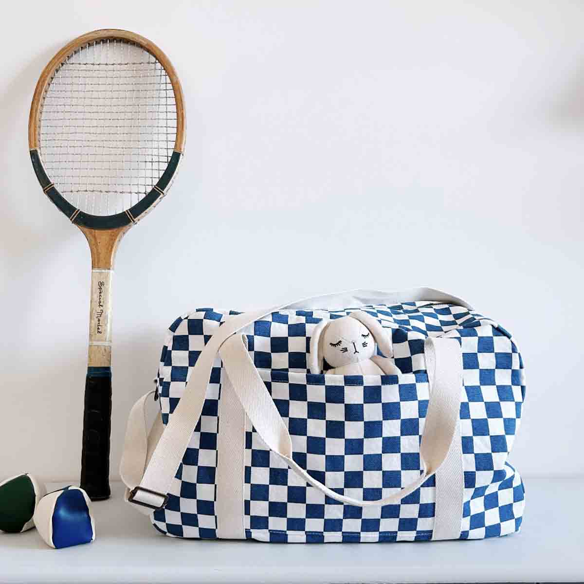 RAPHAEL NAPPY BAG - WEEKEND BAG CHECKERBOARD BLUE