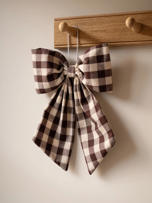 Brown and cream checkered decorative bow - *Pre-order now*