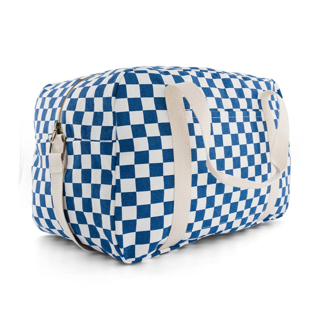 RAPHAEL NAPPY BAG - WEEKEND BAG CHECKERBOARD BLUE