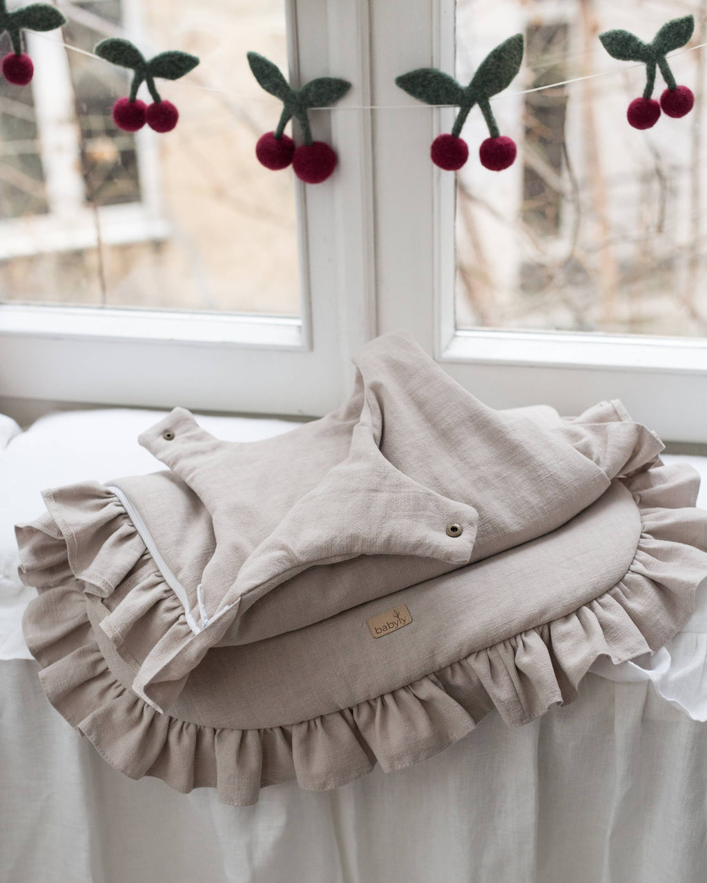 Linen baby sleeping bag frills -2 colors / 1, 1.5, 2.5 TOG