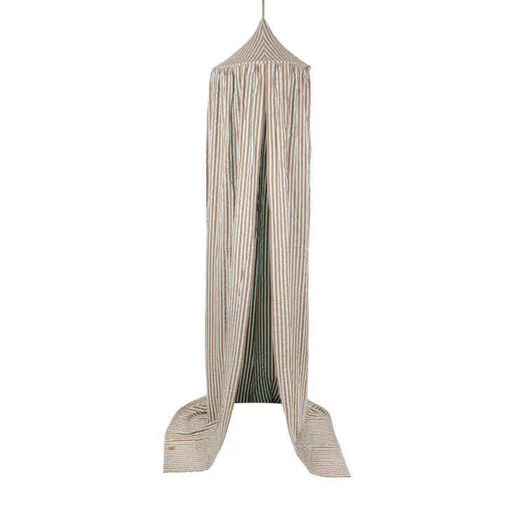 Nursery Canopy with Ruffle "Blue and Brown Stripes"  * Pre-Order now for delivery before Xmas *