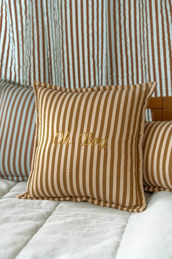 Nursery Canopy with Ruffle "Blue and Brown Stripes"  * Pre-Order now for delivery before Xmas *