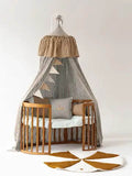 Nursery Canopy with Ruffle "Blue and Brown Stripes"  * Pre-Order now for delivery before Xmas *