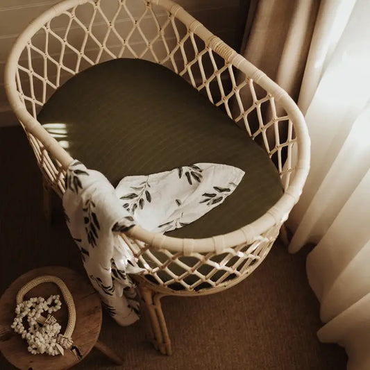 Olive Green Organic Bassinet Sheet