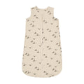 Charly Goose lightweight summer baby sleeping bag in cream with a grey flying goose print, sleeveless design and a full-length front zip.