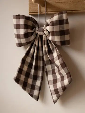 Brown and cream checkered decorative bow - *Pre-order now*