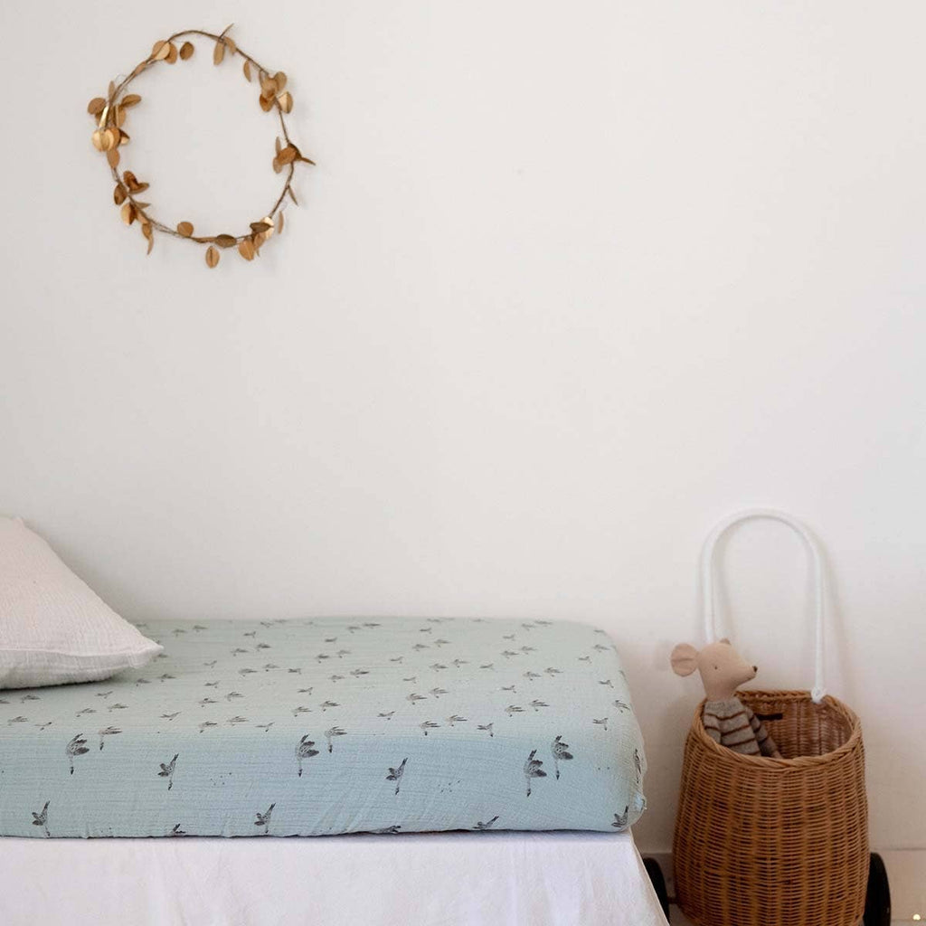OLIVIA FITTED SHEET GOOSE BLUE