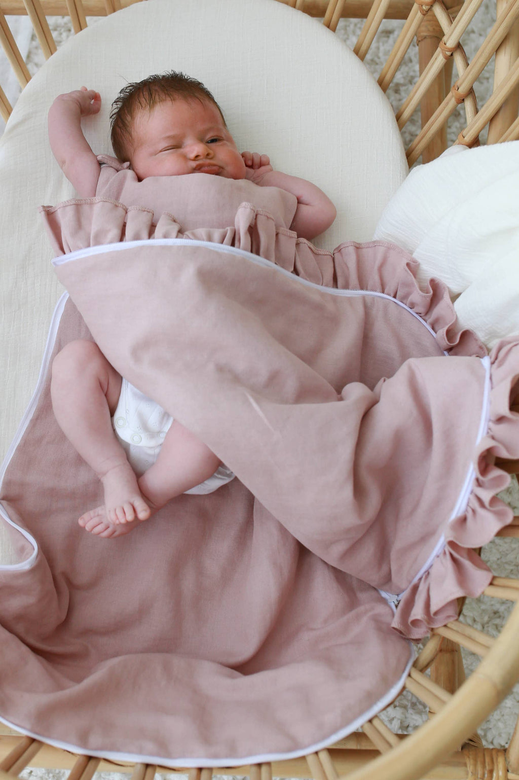 Linen baby sleeping bag frills -2 colors / 1, 1.5, 2.5 TOG
