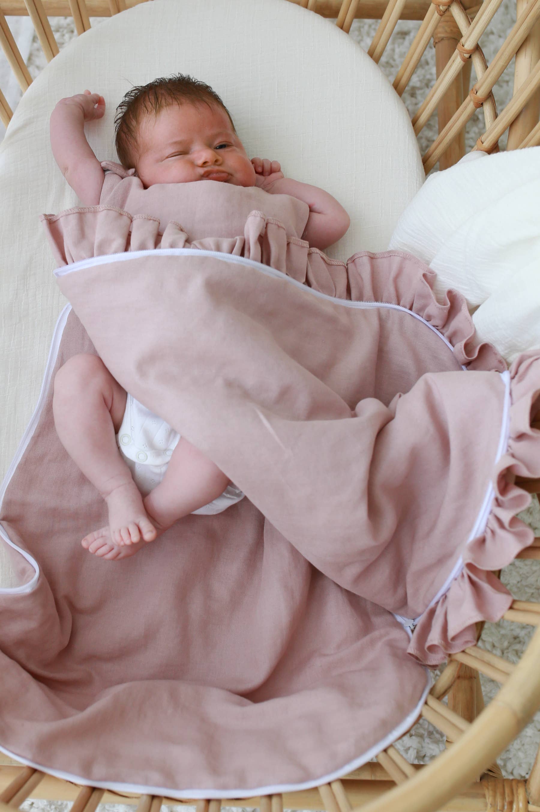Linen baby sleeping bag frills -2 colors / 1, 1.5, 2.5 TOG
