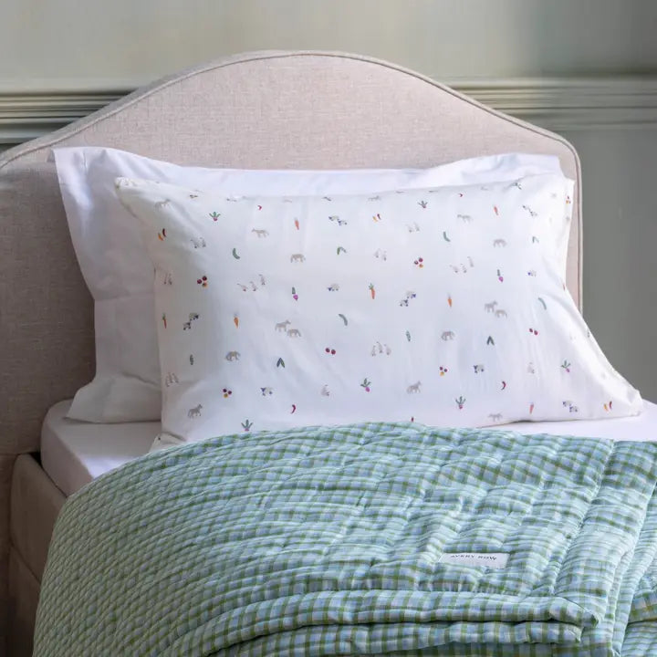 Green Gingham Checkered Bedspread - Single Bed Size