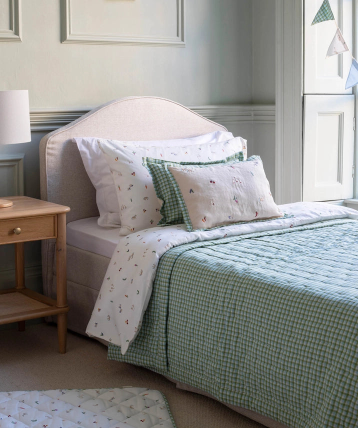 Green Gingham Checkered Bedspread - Single Bed Size