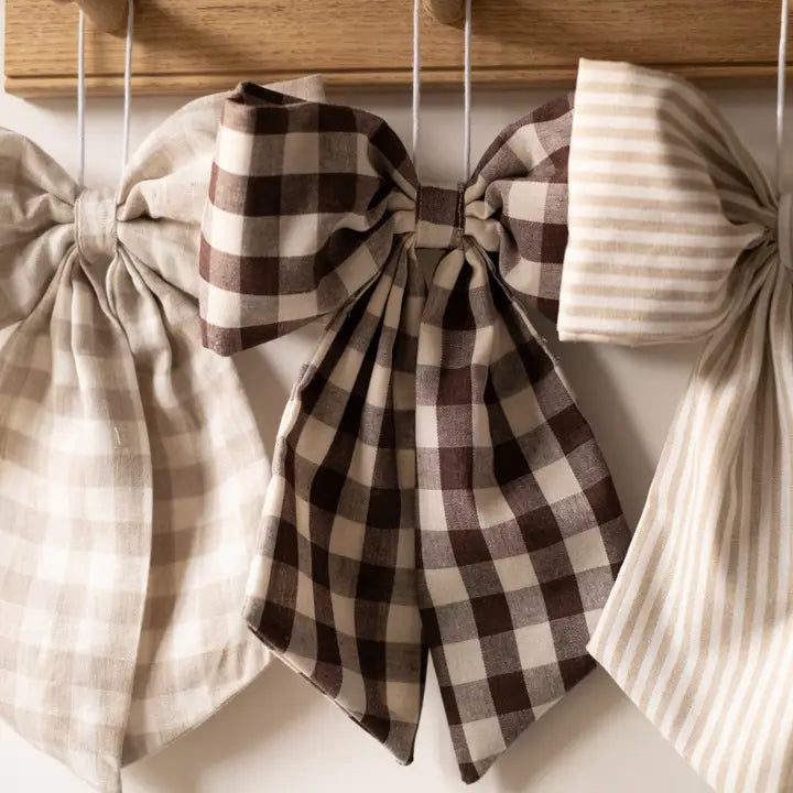 Brown and cream checkered decorative bow - *Pre-order now*