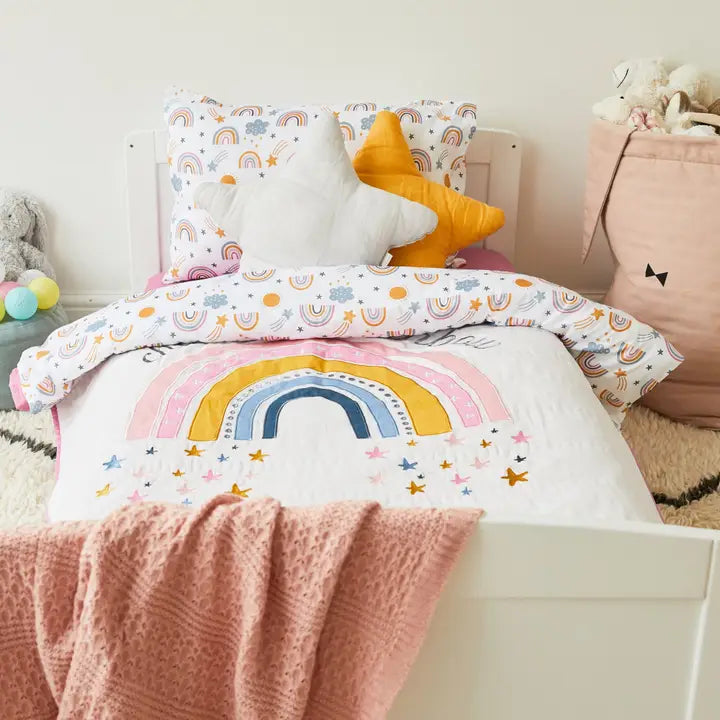 Rainbow Organic Quilt (100cm x 120cm)Cot Size