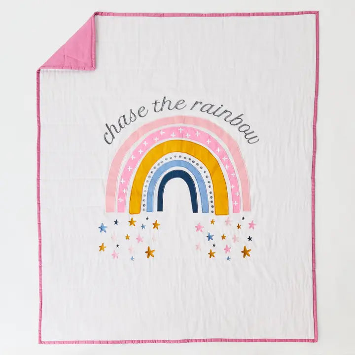 Rainbow Organic Quilt (100cm x 120cm)Cot Size