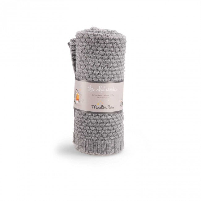 Grey Cashmere Blend Knitted Blanket