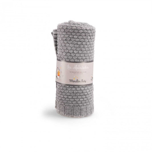 Grey Cashmere Blend Knitted Blanket