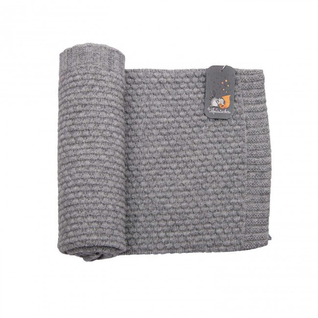 Grey Cashmere Blend Knitted Blanket