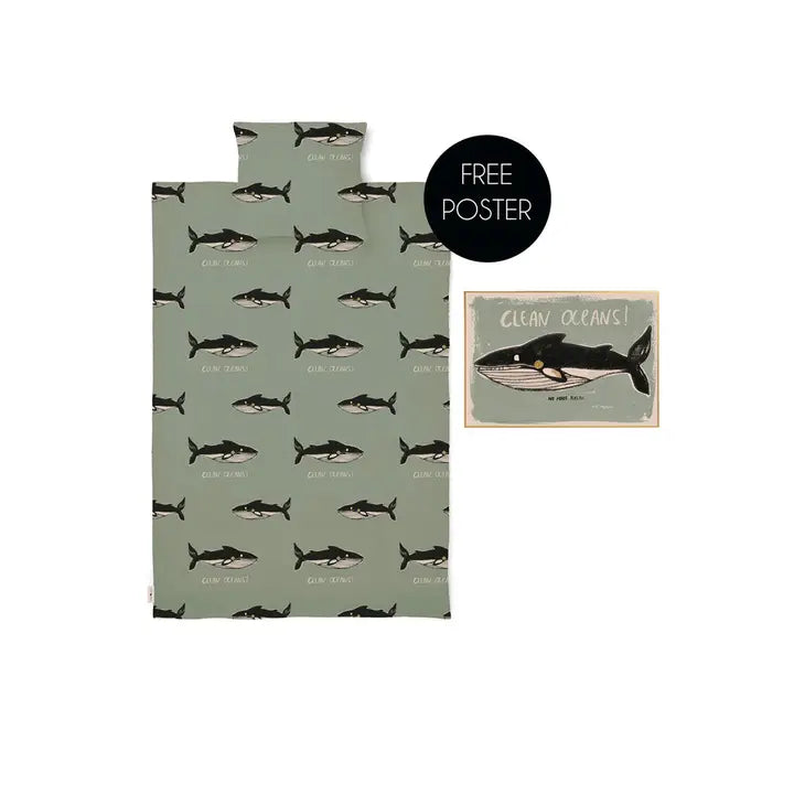 Organic Cotton Duvet Cover/Whale+Free Poster